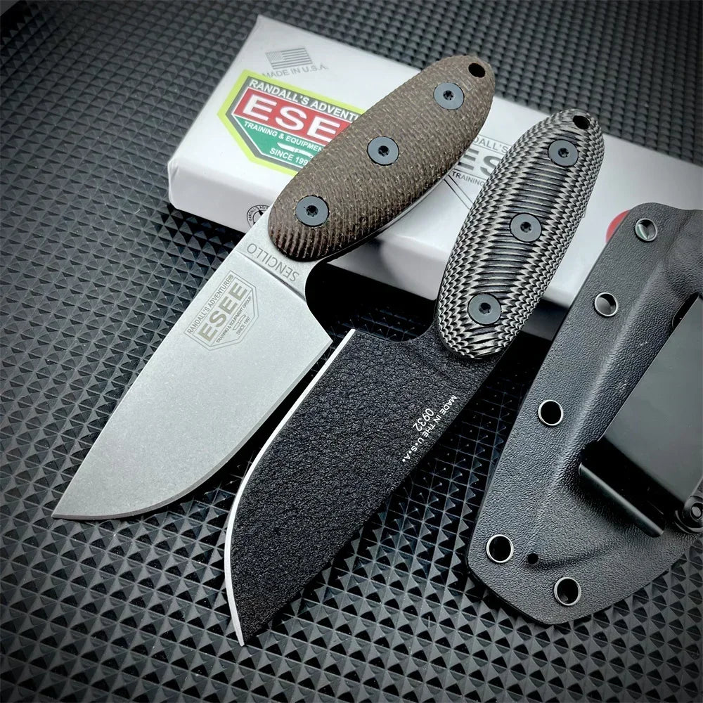 ESEE Sencillo Fixed Blade D2 Knife Durable G10 Handle Knives with Hang The Buckle Sleeve Rope Hole Outdoor Tactical EDC Knives