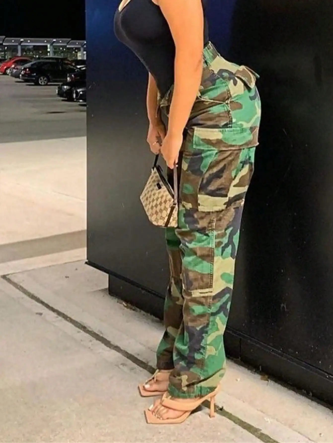2025 Newest Christmas Gift Ladies Camouflage Cargo High Waist Pants Camouflage Military Stretch Pants With Pocket New Year Warm