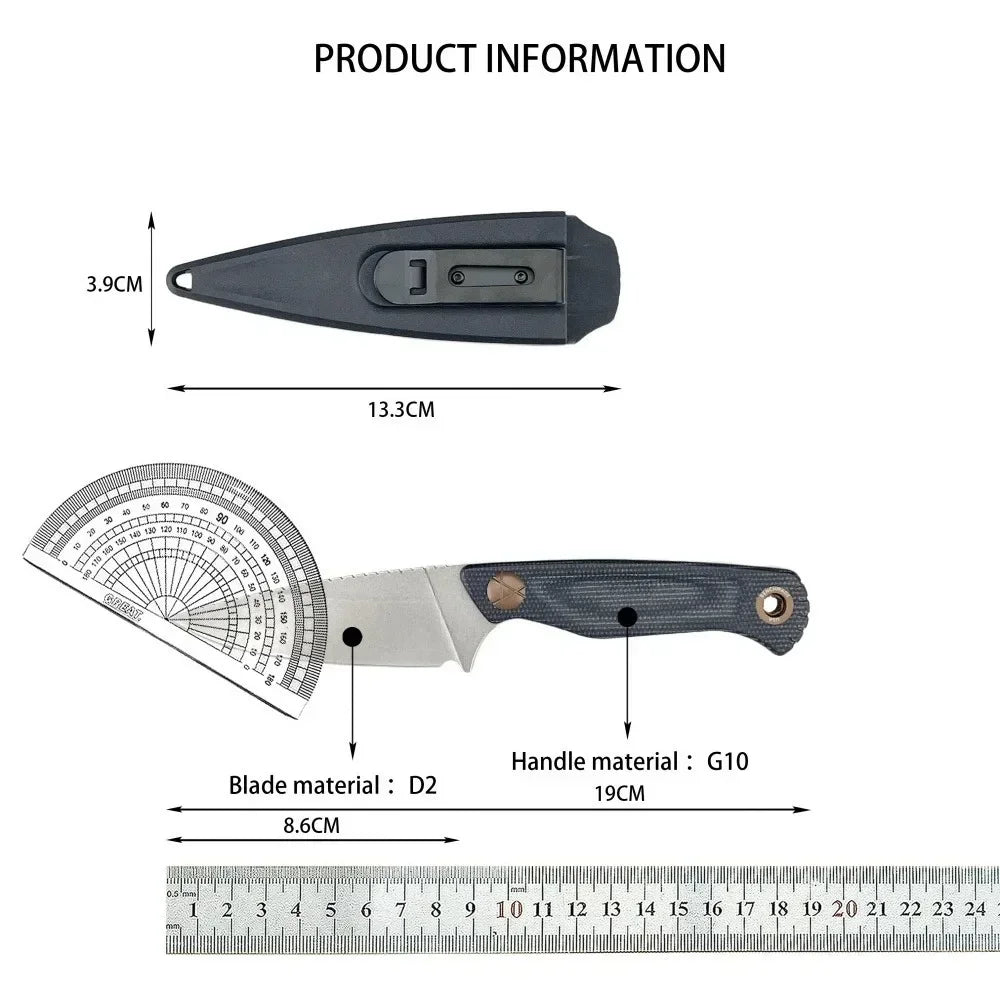 BM 203BT Dacian Straight Knife G10 Handle D2 Blade Outdoor Camping Tactical Combat Hunting Self-Defense Multi-tool Men's Gift