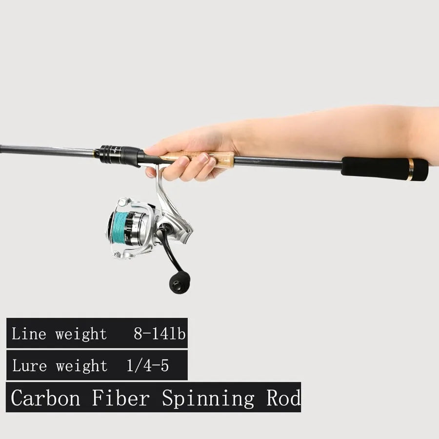 4Piece Carbon Fiber Spinning Rod and Reel Combo for Travel Fishing 7ft Lightweight Braided Line Fishing Setup with Carry Bag Id