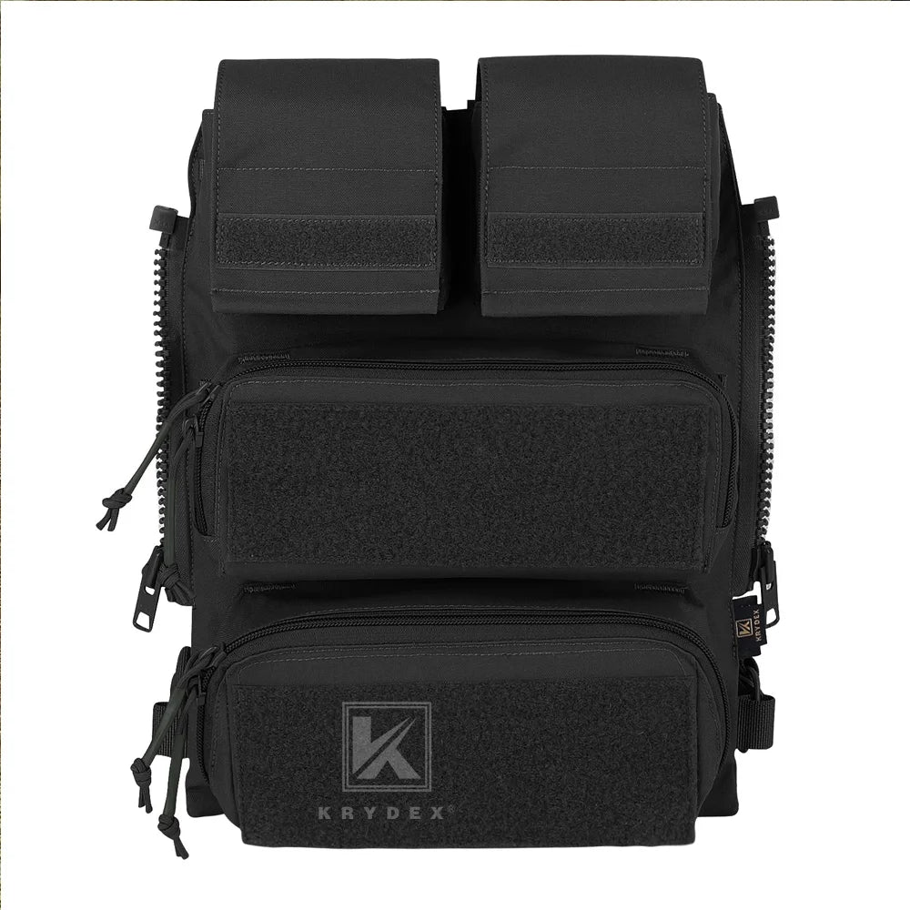 KRYDEX Tactical Modular Back Panel Backpack Zip On Molle Pouch Bag With Mag Pouch for AVS JPC 2.0 CPC Vest Hunting Accessories