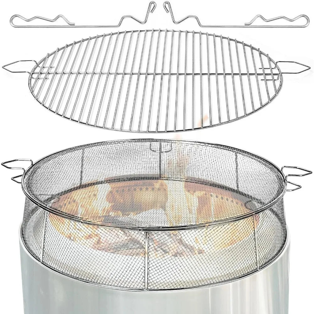 Fire pit shield and cooking grate for Yukon 27 ", 304 stainless steel spark screen cooking grate for Yukon solo stoves