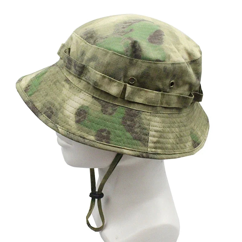 Men's Panama Hat Bucket Hat Tactical Sunscreen Camouflage Outdoor Travel Climbing Fishing Caps Training Beach Men's Hiking Hat