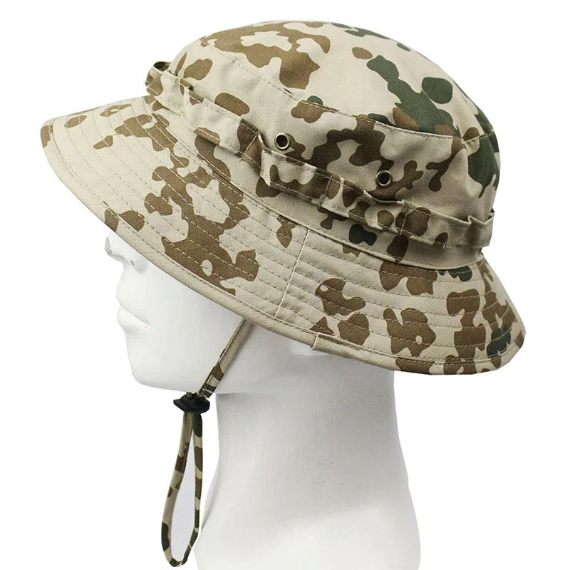 Men's Panama Hat Bucket Hat Tactical Sunscreen Camouflage Outdoor Travel Climbing Fishing Caps Training Beach Men's Hiking Hat