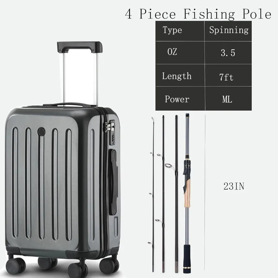 4Piece Carbon Fiber Spinning Rod and Reel Combo for Travel Fishing 7ft Lightweight Braided Line Fishing Setup with Carry Bag Id