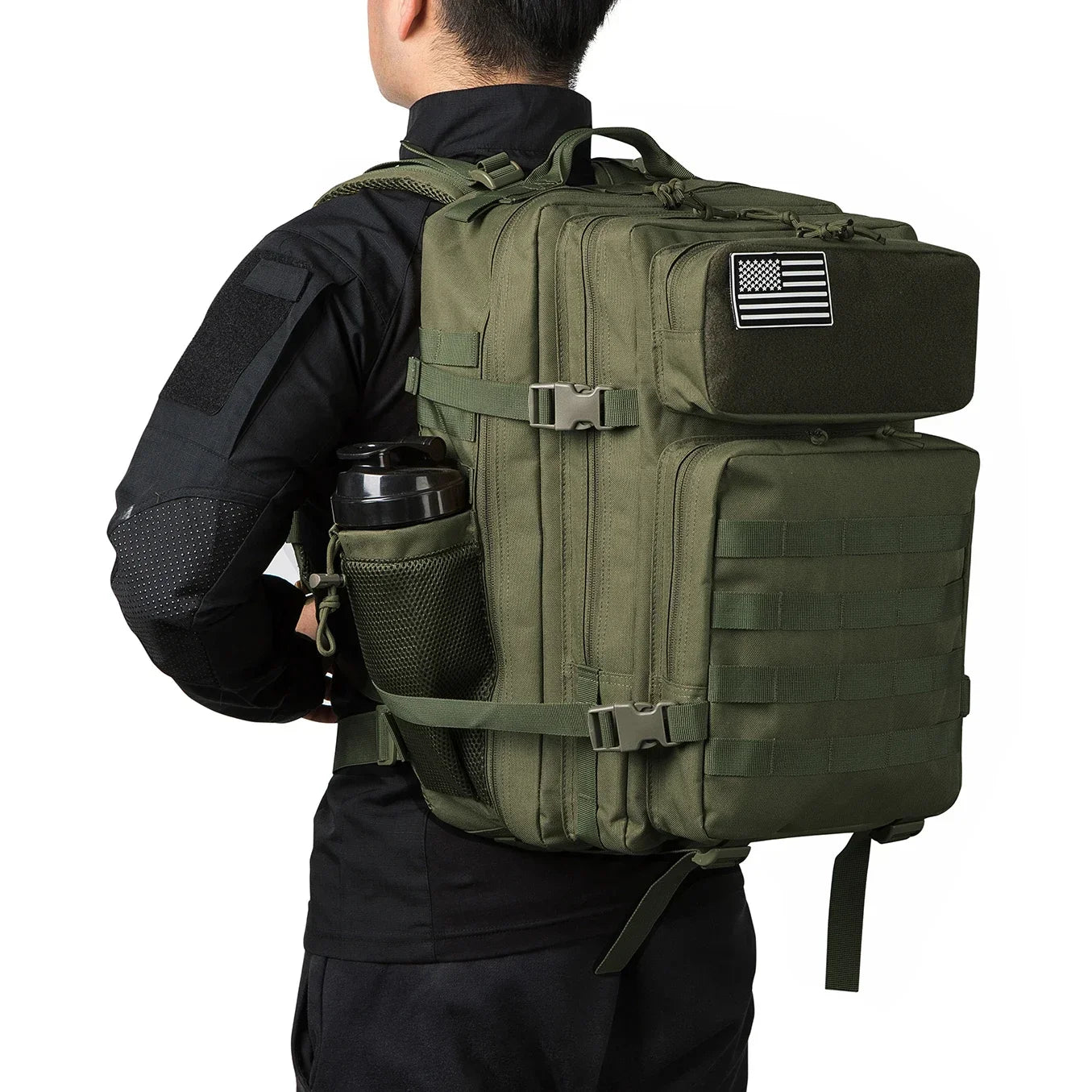 45L Molle Tactical Backpack Bag Hunting MOLLE Backpack GYM For Men EDC Outdoor Hiking Survival Rucksack Witch Bottle Holder