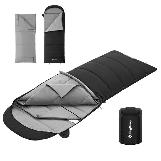 KingCamp 3-in-1 Envelope Hooded Sleeping Bag, Detachable And Flexible Double Blanket, Sleeping Bag For All Season Camping Hiking