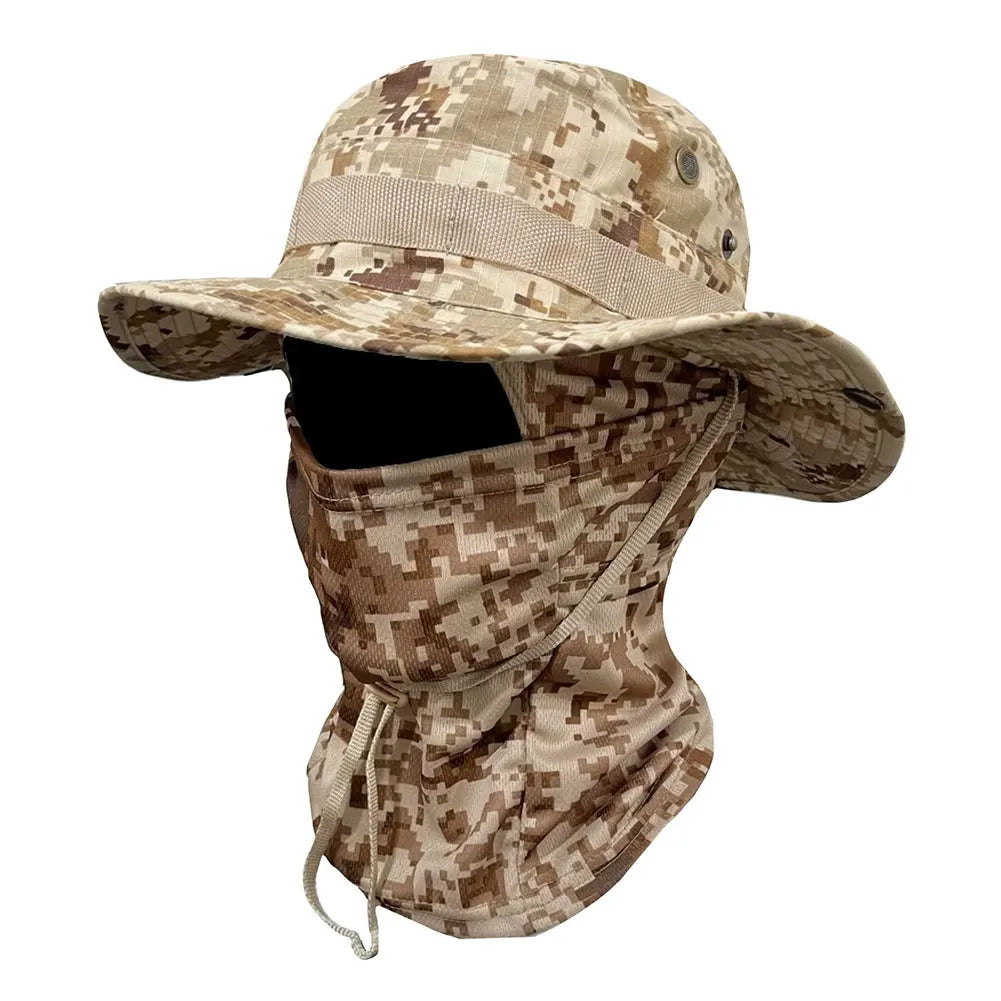 Boonie Hat Balaclava Full Face Mask Set Wide Brim Sun Hat Sun Protection Fishing Cap for Men Women Fishing Hiking Camping