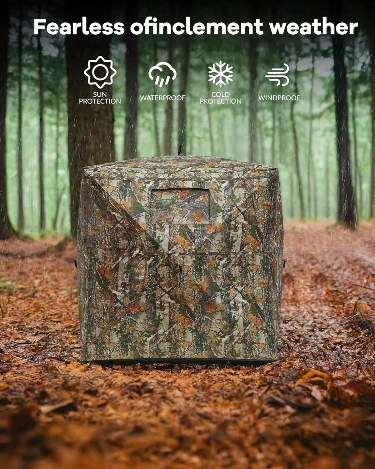 Outdoor Hunting Pop Up Ground Blinds for 4-6 People 116" 58" 66" with Windows and Silent Magnetic Door Lightweight Blinds