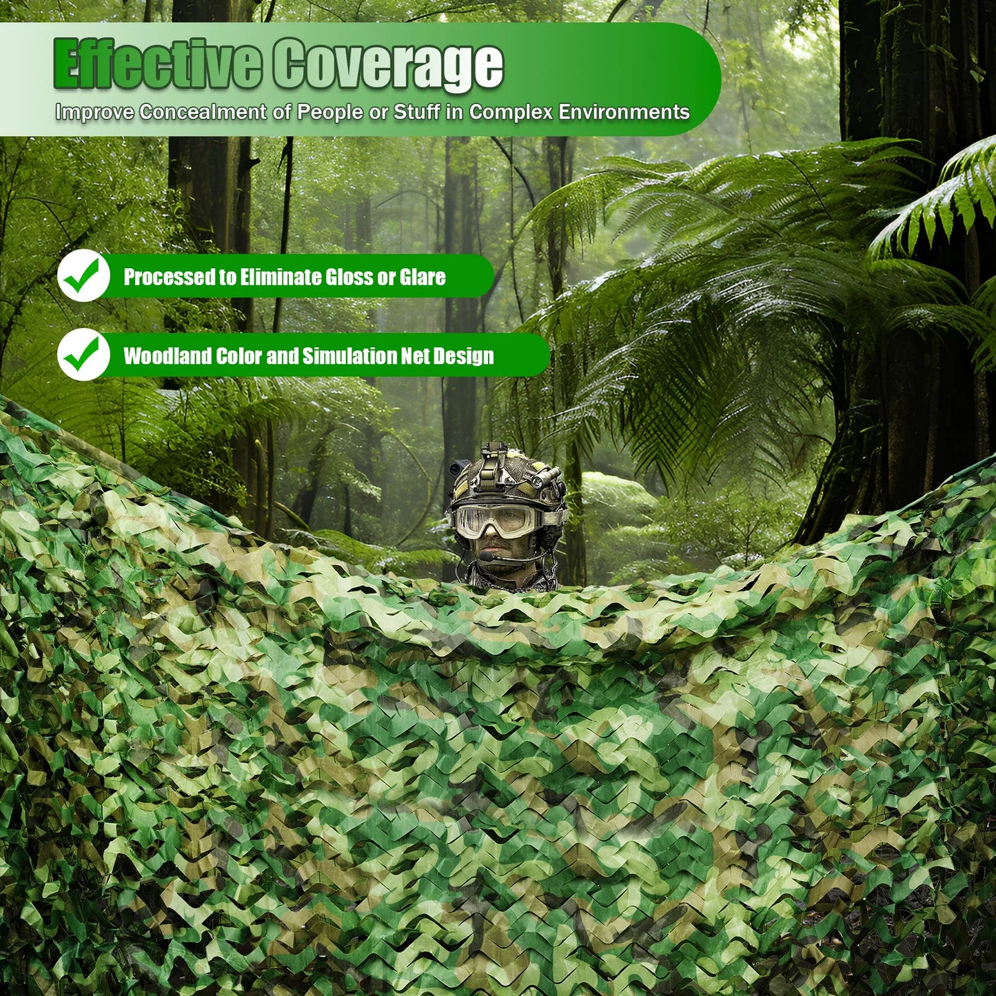 210D Oxford Polyester Nylon Camouflage Net 8x8m Woodland for Camping Hunting Party Decoration