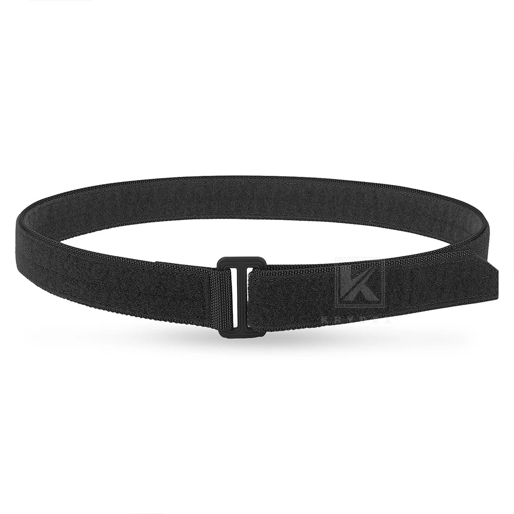 KRYDEX Tactical 1.5'' EDC Under Belt Hook & Loop Inner Belt Duty Concealed Carry Base Belt Hunting Outdoor Men Black Belt