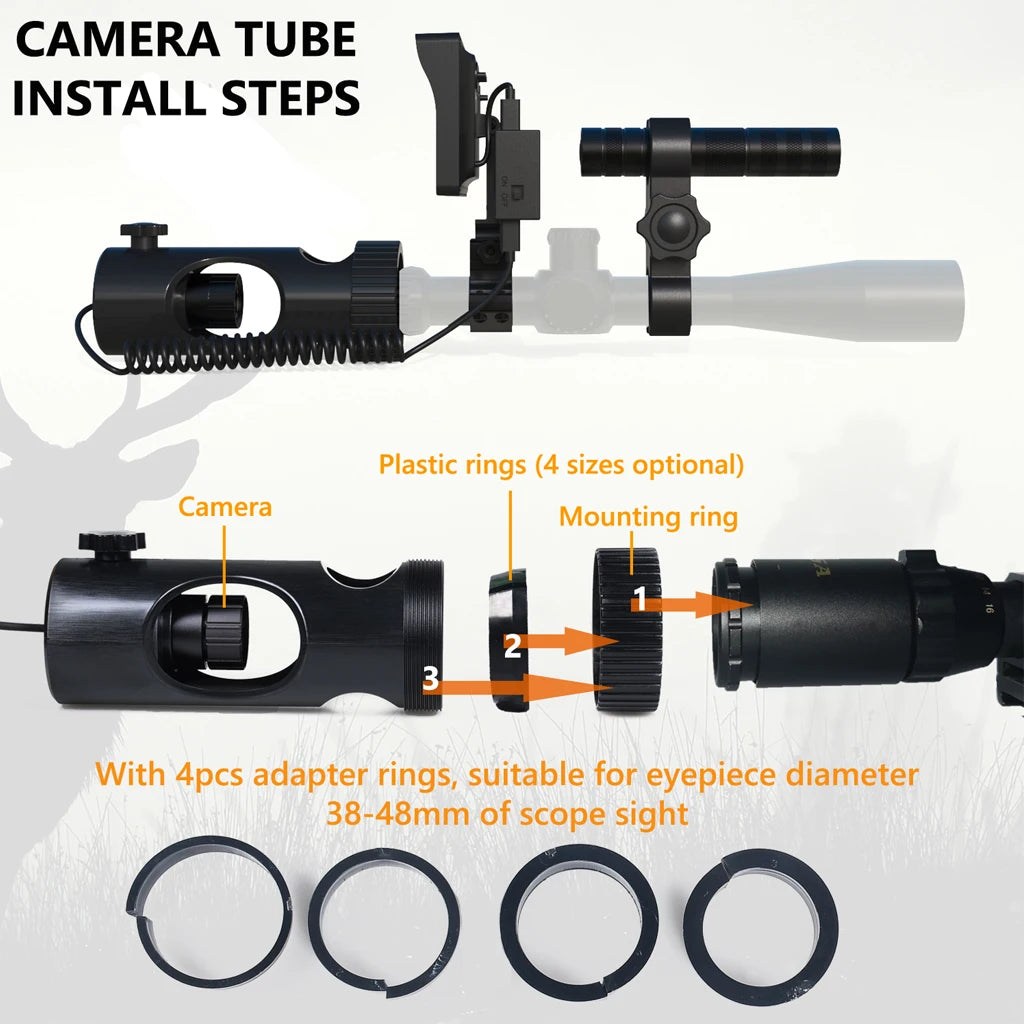 Digital Night Vision Riflescope 850nm Infrared Scope Camera HD 720P Video/Photo Recording with 4.3 inch Screen for Night Hunting