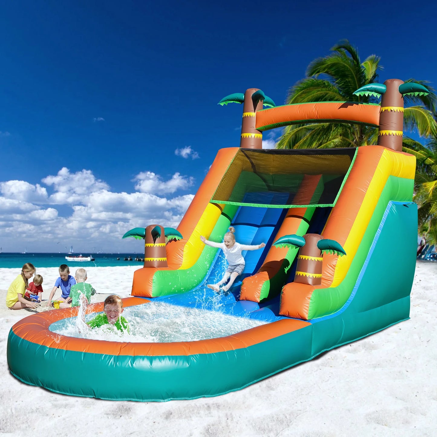 Children's playground Inflatable water slide, Commercial Bounce House with Water Slide PVC and a 1100W Air blower 21ft/6.4M