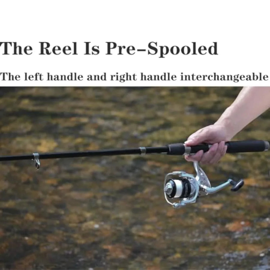 Fishing Pole Combo 6.9ft 2Pcs Telescopic Rods Set Collapsible Carbon Fiber Fishing Rods 2PCS Spinning Reel Set with Carrier Bag