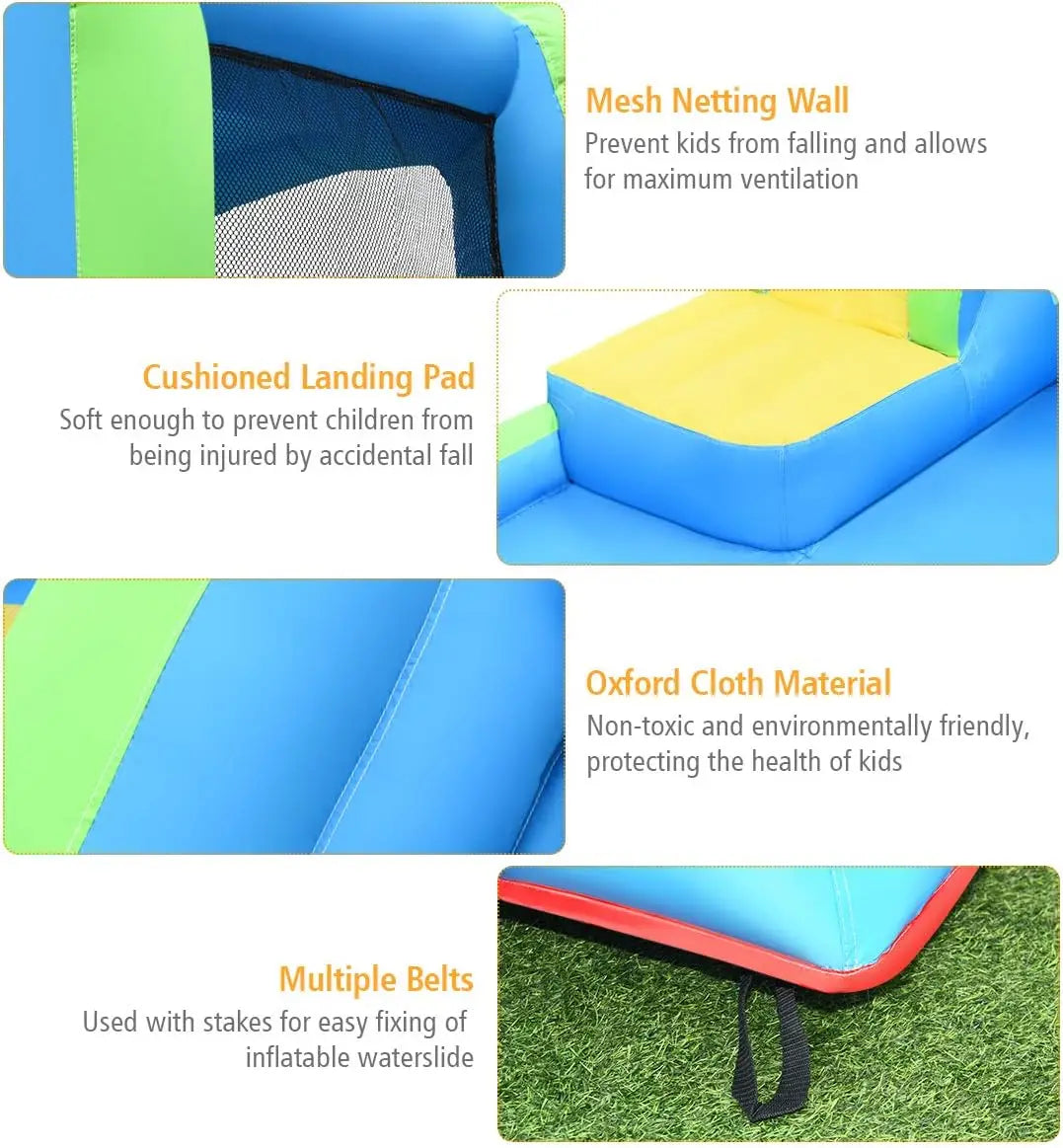 Inflatable Water Slide, Adventure Surfing Slide Kids Water Park Jump Castle with Climbing Wall, Dual Cannons, Backyard Party Out