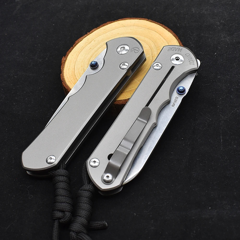 Chris Reeve CR S35VN Blade Ball Bearing  Stone Wash Titanium Alloy Survival Tool Outdoor Camping Knife High Hardness Sharp EDC