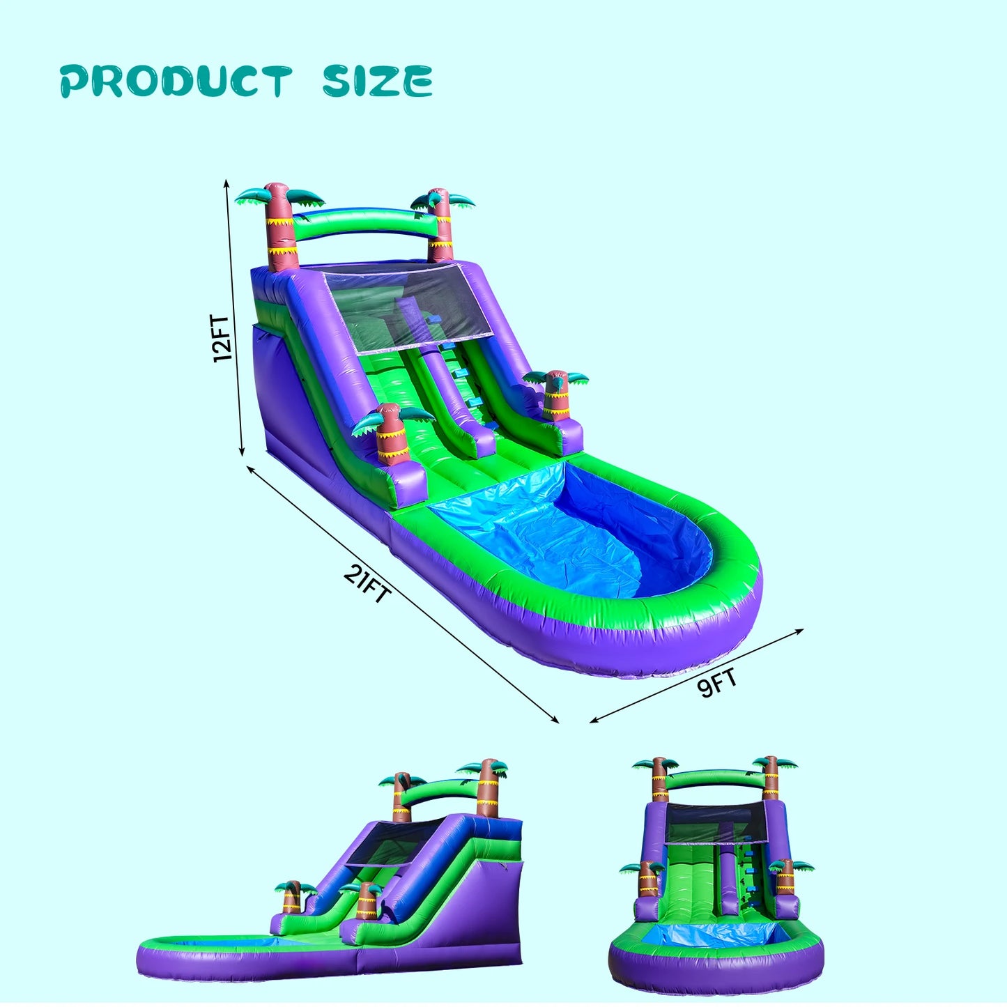 Children's Playground Inflatable water slide, Commercial Bounce House with Water Slide PVC and a 1100W Air blower 21ft/6.4M