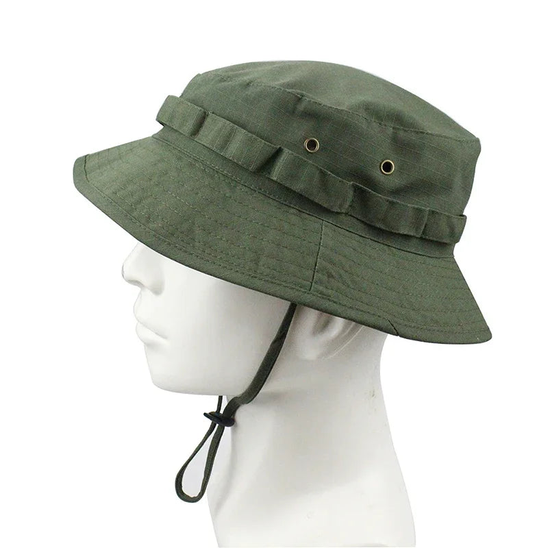 Men's Panama Hat Bucket Hat Tactical Sunscreen Camouflage Outdoor Travel Climbing Fishing Caps Training Beach Men's Hiking Hat