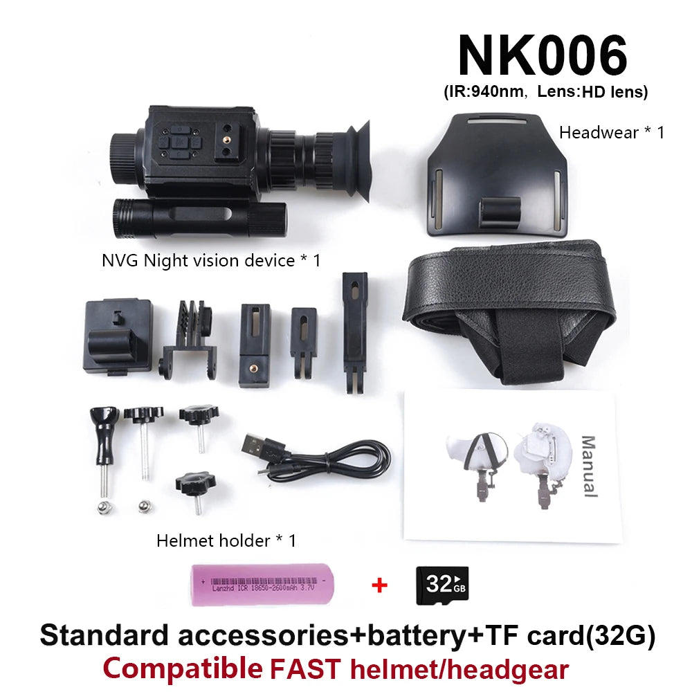 Tactical FAST Helmet NVG Night Vision Device, Hunting Riflescope IR Night Vision, Outdoor CS Shooting Training Sight Digital Cam