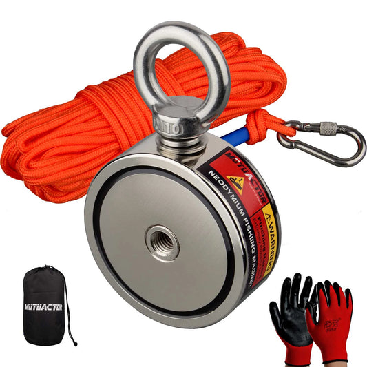 180KGX2 Powerful Neodymium Double Side Search Magnet 15M Rope Strong Salvage Fishing Magnetic