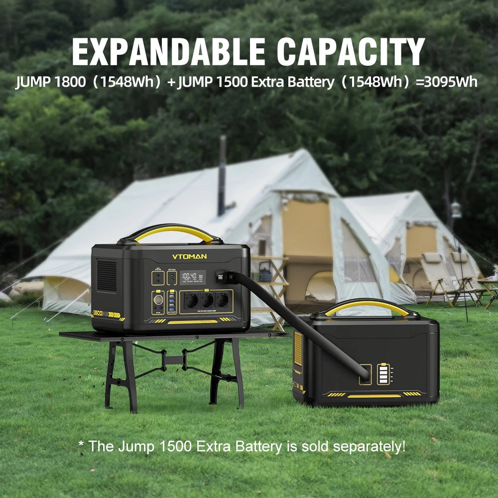 VTOMAN JUMP 2200 / JUMP 1800 Portable Power Station 828/1548Wh LiFeP04 Battery Solar Generator Solar for Home Outdoor Camping