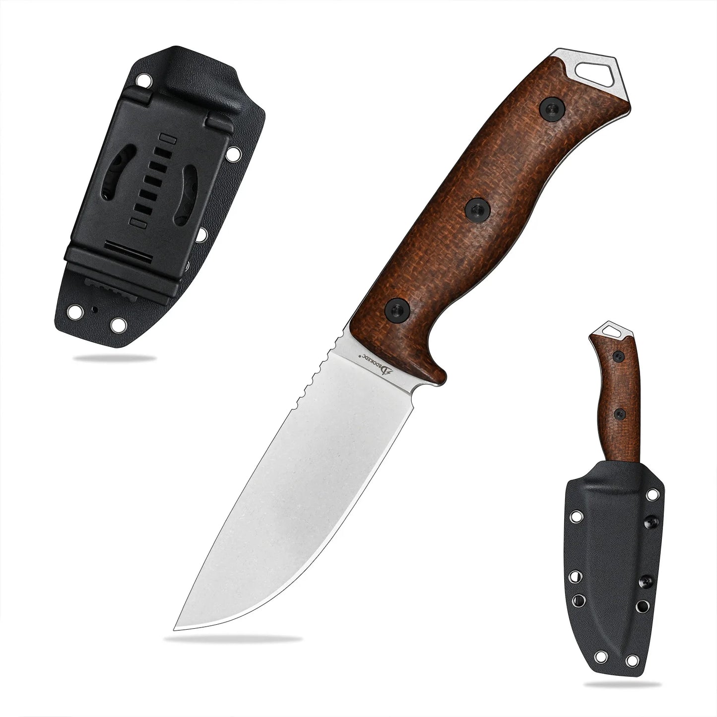 SDOKEDC Fixed Blade Knife DC53 Steel Micarta Handle Kydex Sheath for EDC Outdoor Camping Survival Mens Gift