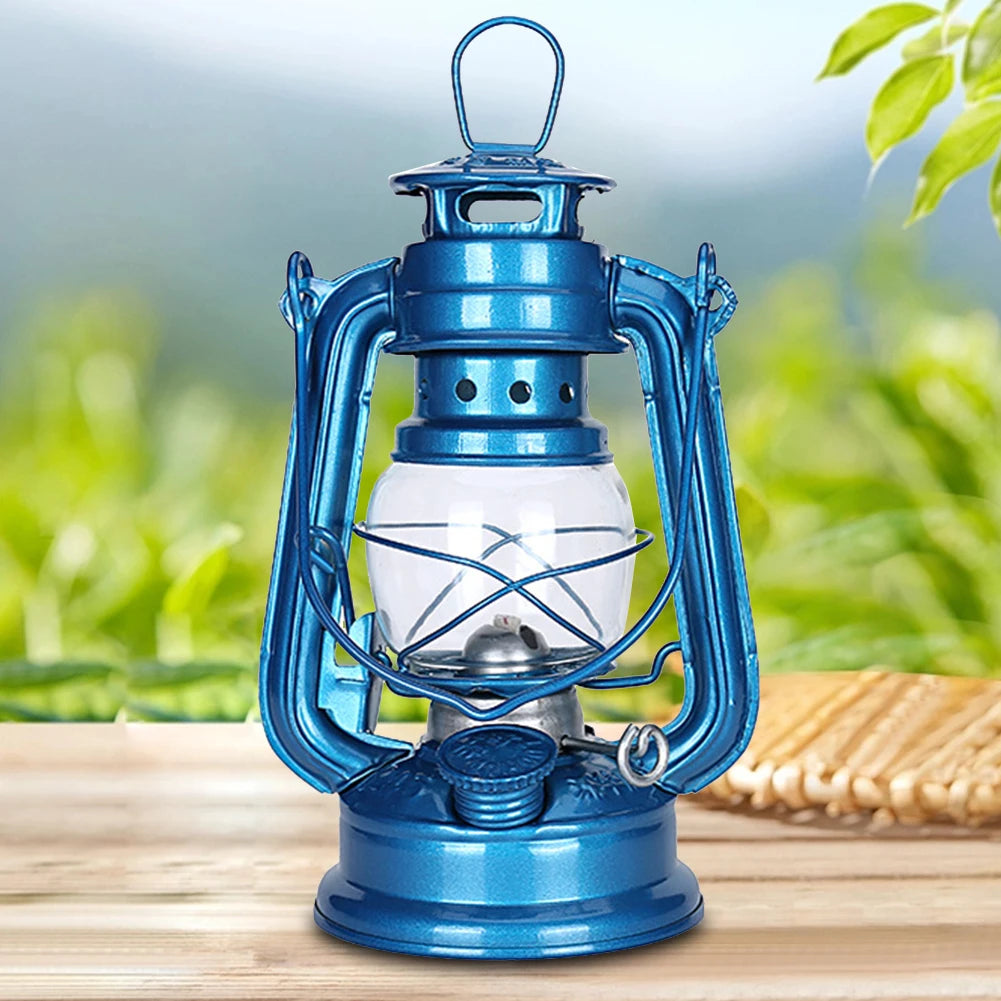 2-1pcs Retro Fuel Camping Lanterns Portable Metal Kerosene Vintage Camp Lamp Hurricane Table Lamps with Handle Yard Tent Light