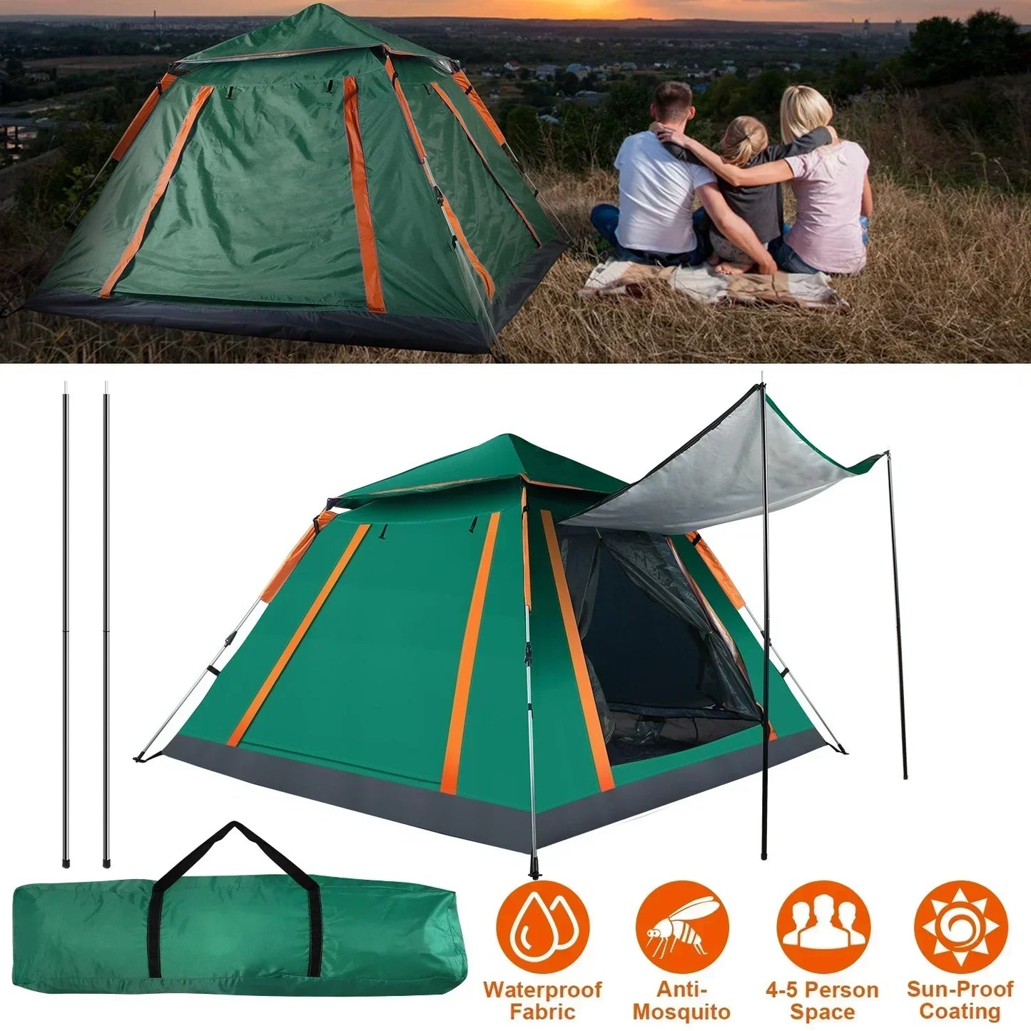 Outdoor Self-driving Travel Camping Tent Auto Quick-opening Tent Portable Rainproof Sunshine-proof Hiking Sunshine Shelter 텐트