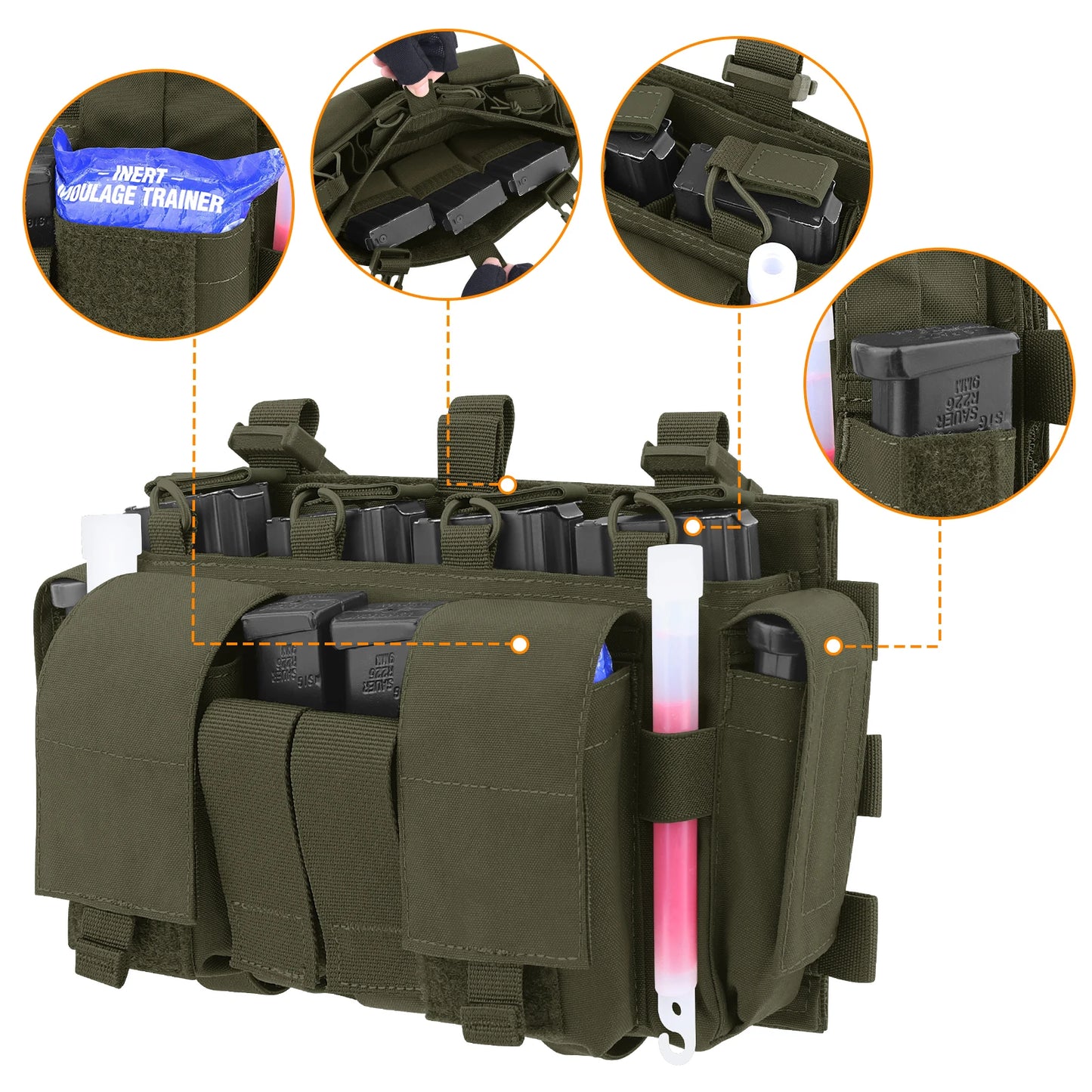 KRYDEX Tactical 5.56 & 9mm Magazine Pouch MF IV Placard For Outdoor Hunting Chest Rig SCARAB Plate Carrier Vest