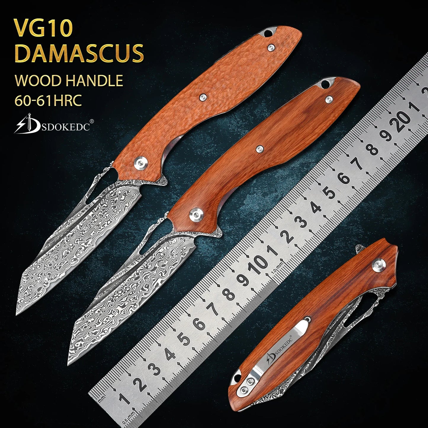 SDOKEDC Knives VG10 Damascus Flipper Pocket Folding Knife Tactical Military Outdoor Camping Survival Hunting EDC Self Defense