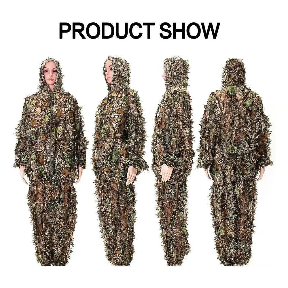 3D Ghillie Suit Tactical Outdoor Camouflage Clothes Leafy Bionic Jungle CS Shooting Suits Combat Clothes Set For Holiday Party