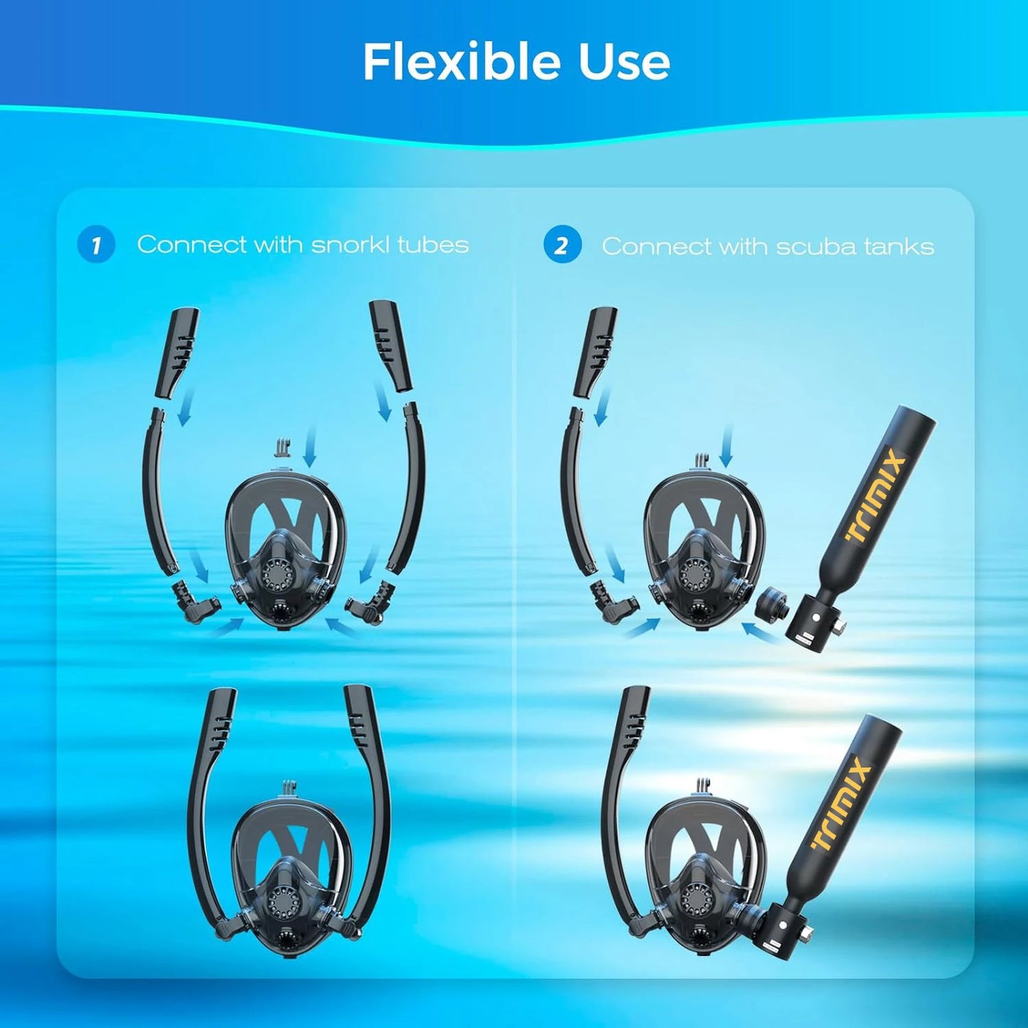 TRIMIX US 24H Fast Shipping Mini Scuba Lung Tank 0.5L With Snorkeling mask and 3-Level Hand Pump 10 Minutes Underwater Breathe