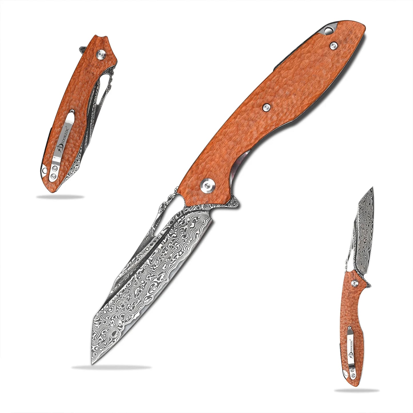 SDOKEDC Knives VG10 Damascus Flipper Pocket Folding Knife Tactical Military Outdoor Camping Survival Hunting EDC Self Defense