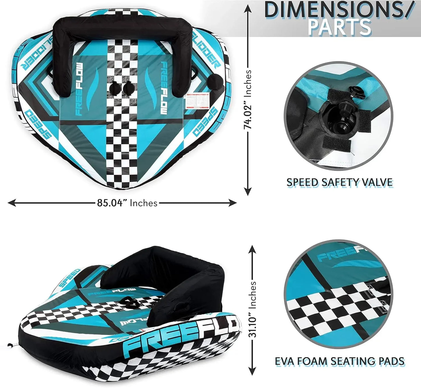 Heavy-Duty Inflatable Towable Booster Tube - Water Tube Boating Float Tow Raft