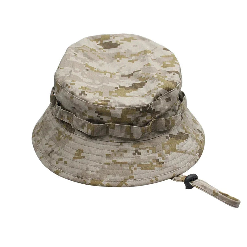 Men's Panama Hat Bucket Hat Tactical Sunscreen Camouflage Outdoor Travel Climbing Fishing Caps Training Beach Men's Hiking Hat