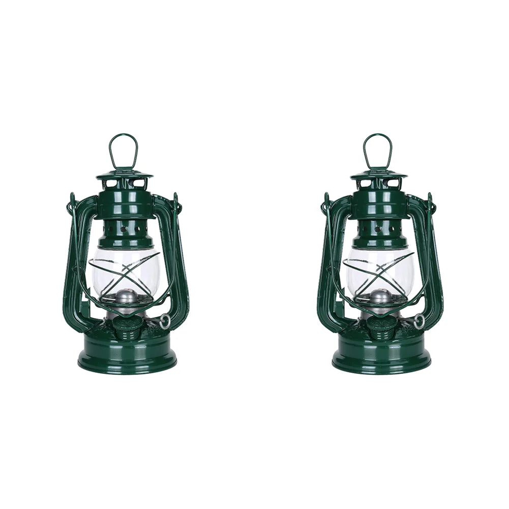2-1pcs Retro Fuel Camping Lanterns Portable Metal Kerosene Vintage Camp Lamp Hurricane Table Lamps with Handle Yard Tent Light