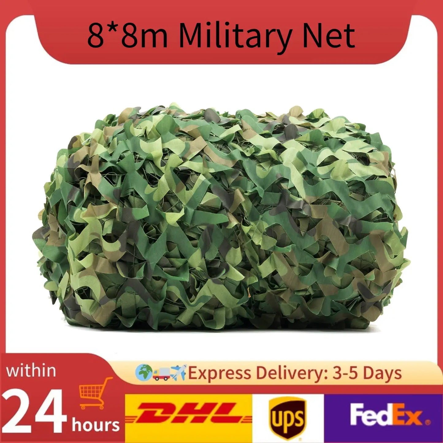 8*8m Military Net Camouflage Hunting Woodland Army Training Sunshade Mesh Nets Waterproof & Lightweight for Hunting, Camping