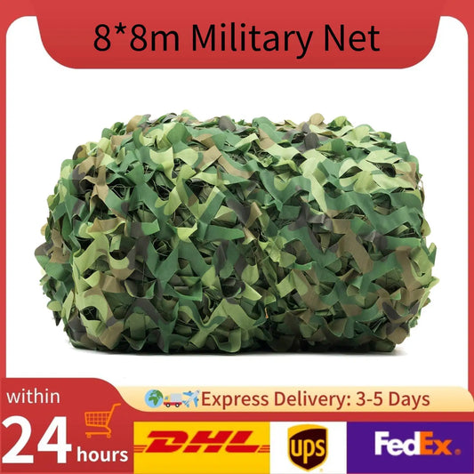 8*8m Military Net Camouflage Hunting Woodland Army Training Sunshade Mesh Nets Waterproof & Lightweight for Hunting, Camping