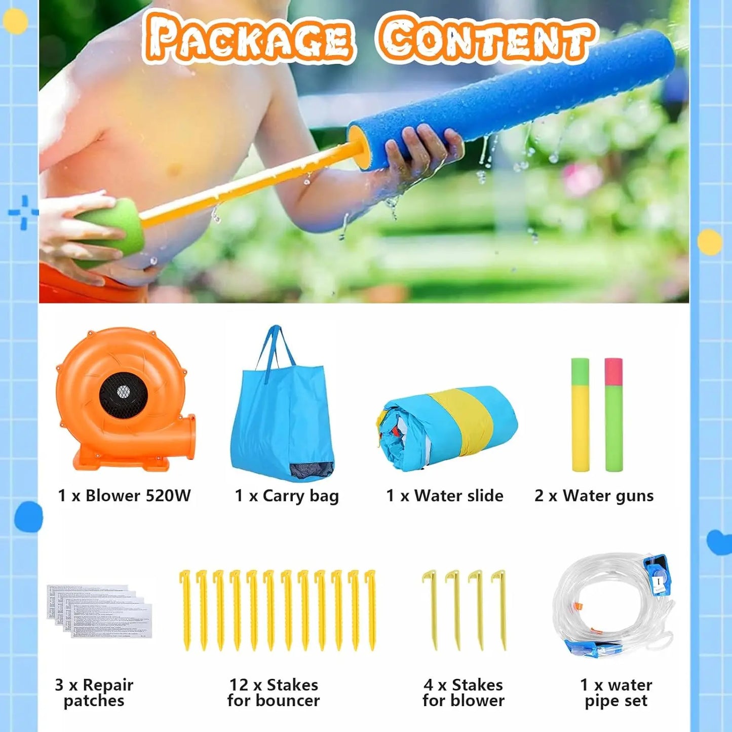 Big Inflatable Water Slides Park, Inflatable Play Center Kiddie Slide with Pool, Heavy-Duty for Backyard Fun, Climbing Wall, 2 S