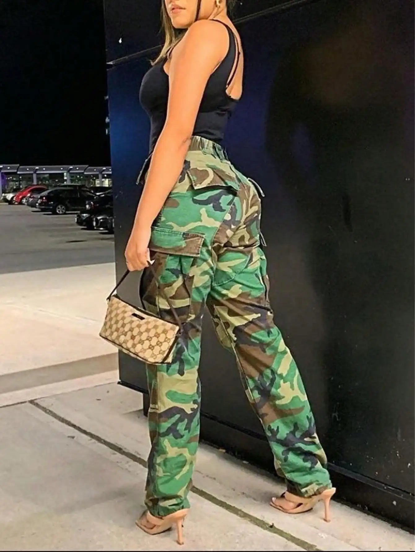 2025 Newest Christmas Gift Ladies Camouflage Cargo High Waist Pants Camouflage Military Stretch Pants With Pocket New Year Warm