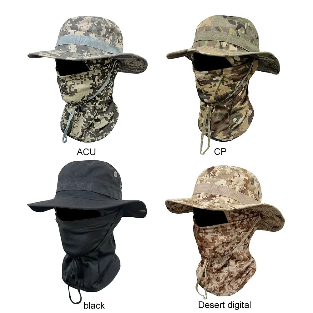 Boonie Hat Balaclava Full Face Mask Set Wide Brim Sun Hat Sun Protection Fishing Cap for Men Women Fishing Hiking Camping