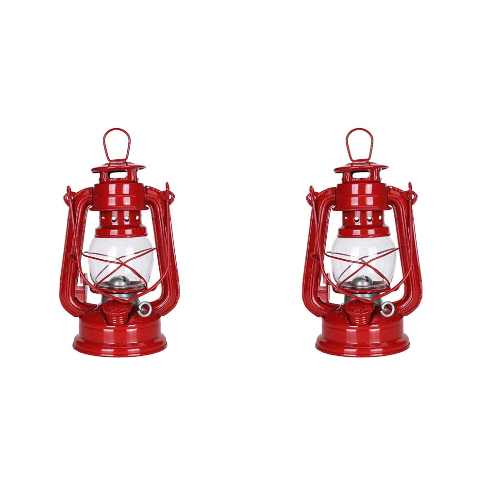 2-1pcs Retro Fuel Camping Lanterns Portable Metal Kerosene Vintage Camp Lamp Hurricane Table Lamps with Handle Yard Tent Light