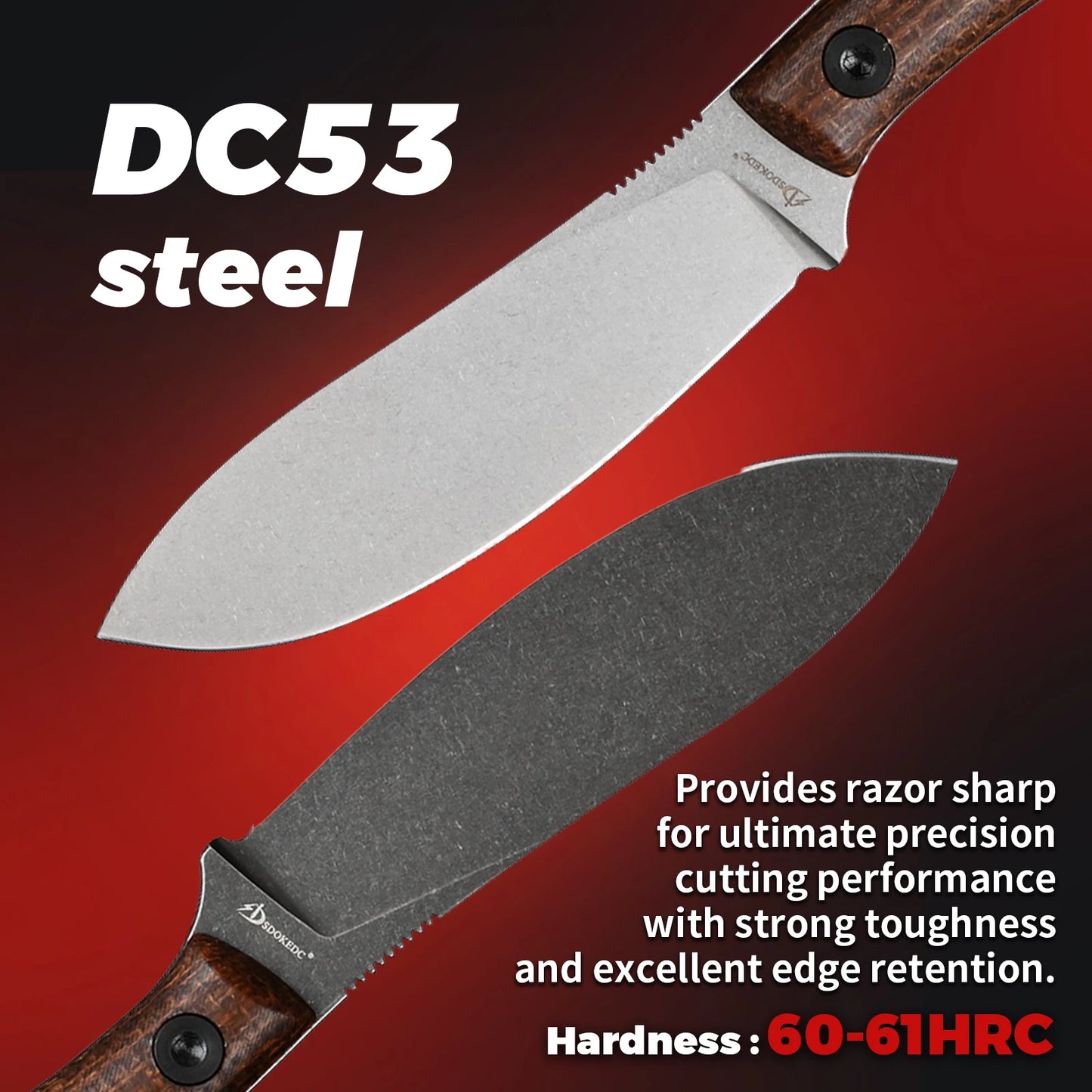 SDOKEDC Knives DC53 Steel Fixed Blade Knife Micarta Handle With Kydex Sheath For Men EDC Outdoor Camping Survival