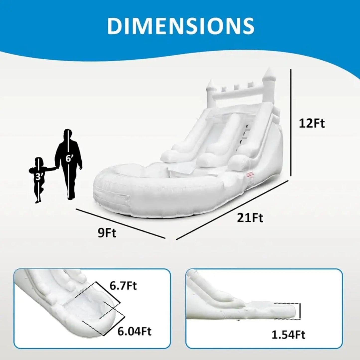 Commercial Grade White Inflatable Water Slide with Splash Pool Bouncy Castle for Adults and Kids Includes Blower Customization