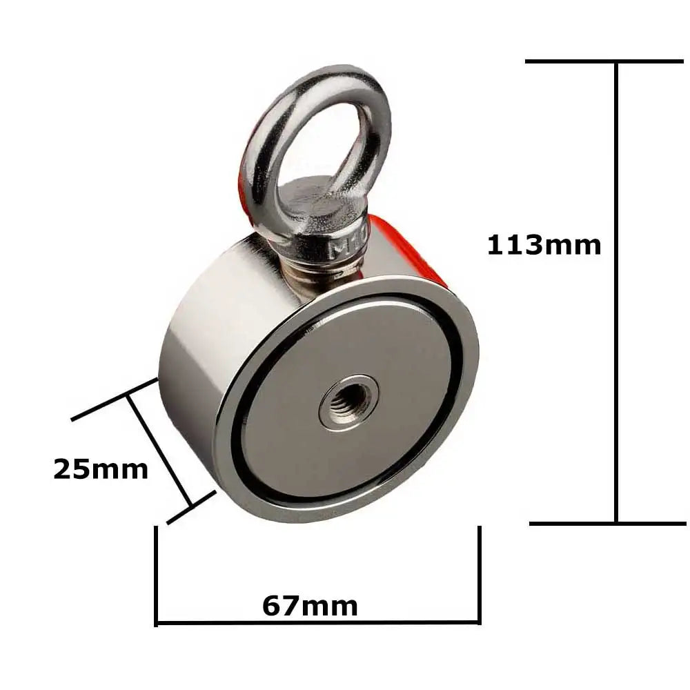 180KGX2 Powerful Neodymium Double Side Search Magnet 15M Rope Strong Salvage Fishing Magnetic