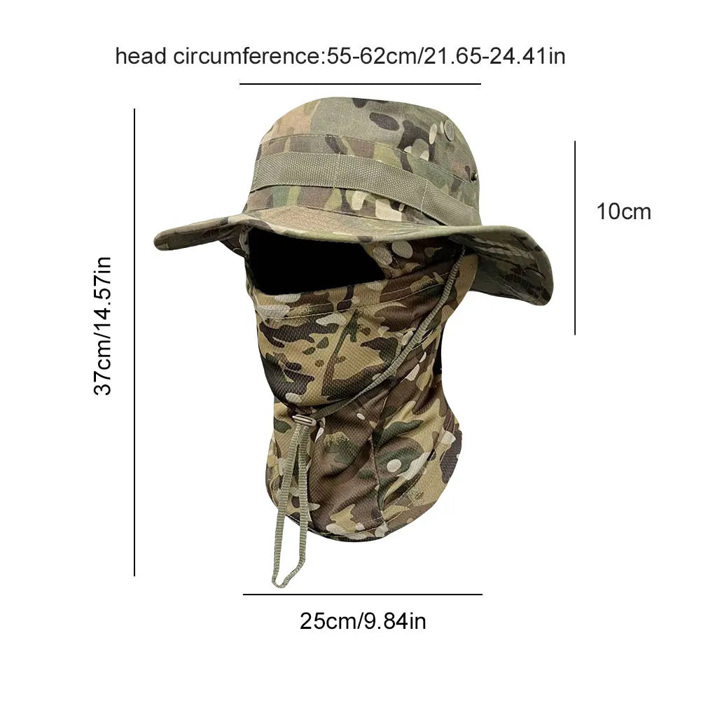 Boonie Hat Balaclava Full Face Mask Set Wide Brim Sun Hat Sun Protection Fishing Cap for Men Women Fishing Hiking Camping