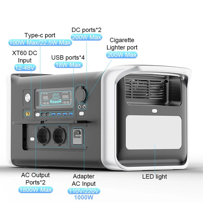 Ctolity Power Stations for Camping Equipment Powerbank 300w 1000w 2000w Portable Power Station Lifepo4 Battery Solar Generator
