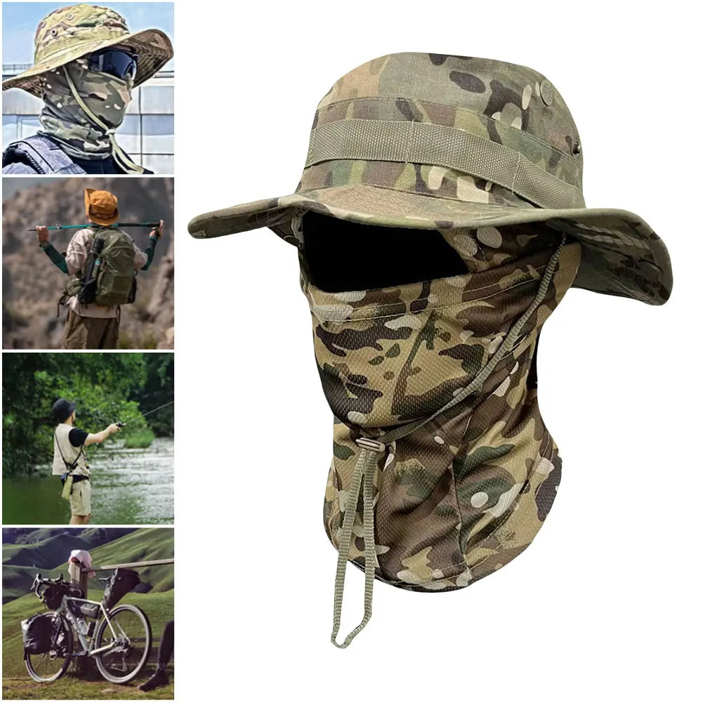 Boonie Hat Balaclava Full Face Mask Set Wide Brim Sun Hat Sun Protection Fishing Cap for Men Women Fishing Hiking Camping