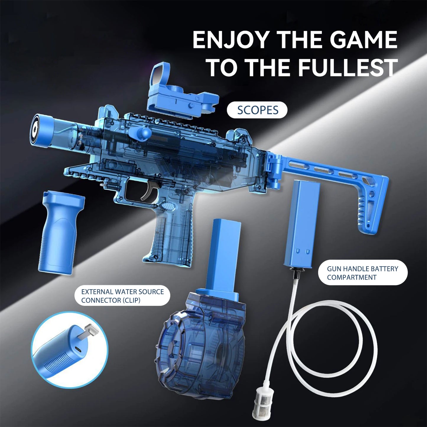 UZI elec. Water Gun Toy Swimming Pool Play Water Adult Shots Games Toy Outdoor Games High Pressure Water Gun Summer Toys for Kid