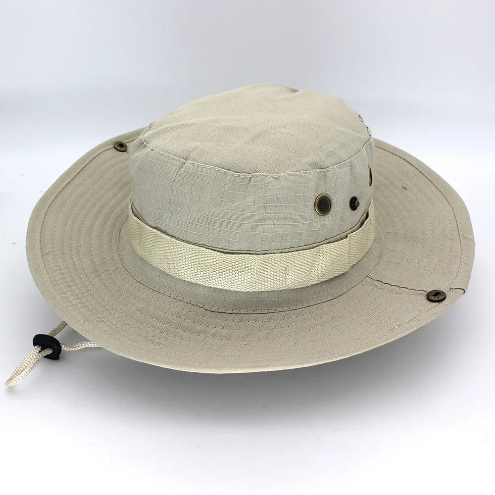 Camouflage Tactical Bucket Hat Summer Men Boonie Hat Outdoor UVProtection Wide Brim Panama Safari Hunting Hiking Fishing Sun Ca